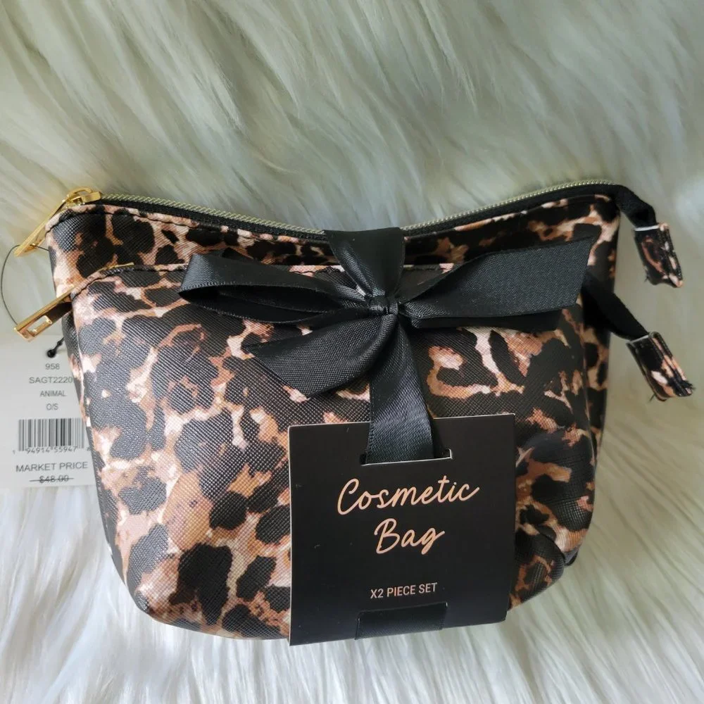 Leopard Print 2 Piece Cosmetic Bag Set